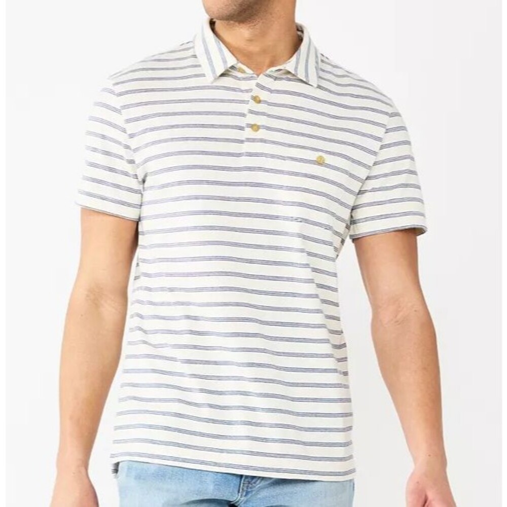 Men's XXL Polo Shirt Sonoma Goods For Life Everyday White and Navy Stripe